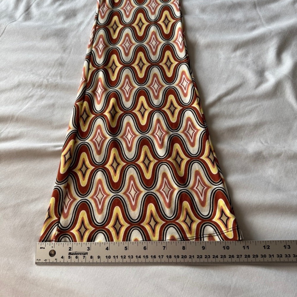 Forever 21 Retro Geometric Print Flare Leg Tassel Tie Waist Pants Multicolor S - Picture 13 of 14